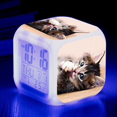 Reloj Despertador Cuadrado Multicolor para Gatos - Image 14
