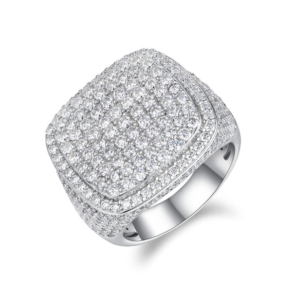 Anillo de Diamante Cuadrado Royal con Moissanita Premium, Plata S925 y Baño de Platino para Hombre