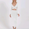 Vestido Ajustado Escote V con Mangas Largas Caladas