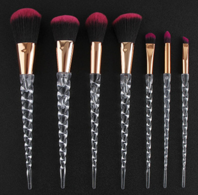 Set de 7 Brochas de Maquillaje Cristal con Mango Espiral Transparente