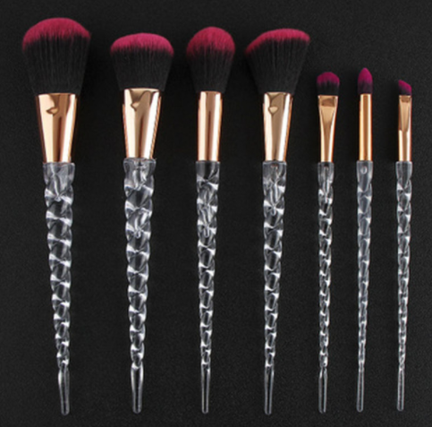 Set de 7 Brochas de Maquillaje Cristal con Mango Espiral Transparente