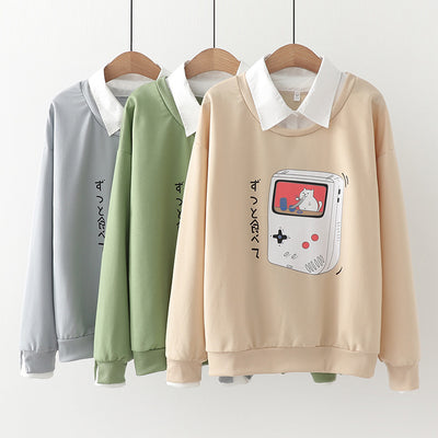 Suéter Estudiantil Bipieza para Mujer con Solapa Estampada - Image 6