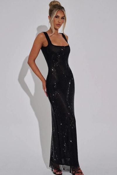 Vestido de Lentejuelas con Tirantes Dobles y Red Decorativa - Image 8