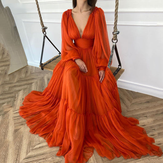 Vestido de Gasa Elegante con Escote Profundo para Fiestas