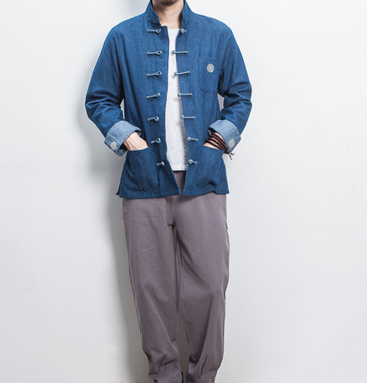 Chaqueta Denim Hanfu Retro - Fusión de Moda Oriental y Estilo Contemporáneo - Image 7