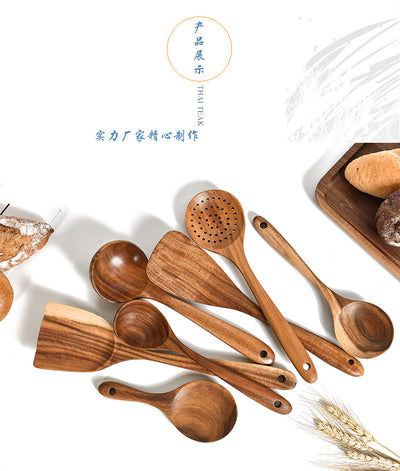 Set de Utensilios de Cocina en Madera de Teca Natural - 7 Piezas - Image 25