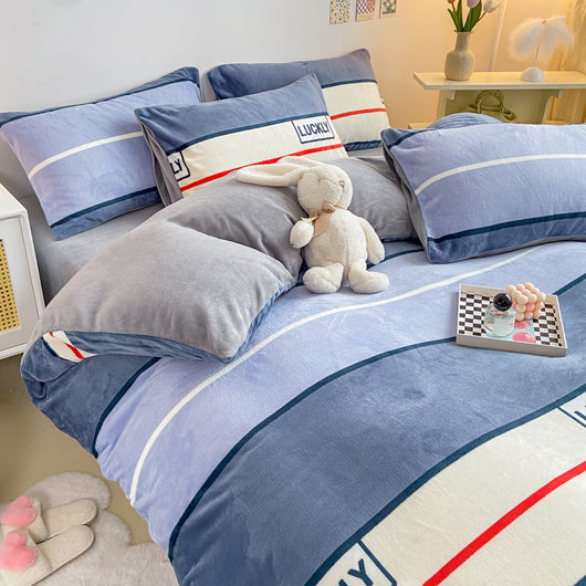 Juego de Cama Coral Franela Gruesa 4 Piezas con Forro de Leche - Image 13