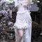 Vestido Gótico Blanco Estilo Chino con Malla y Cordón - Diseño Dark Verano