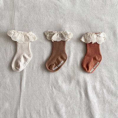 Calcetines Infantiles con Encaje Estilo Ins - Diseño Trendy