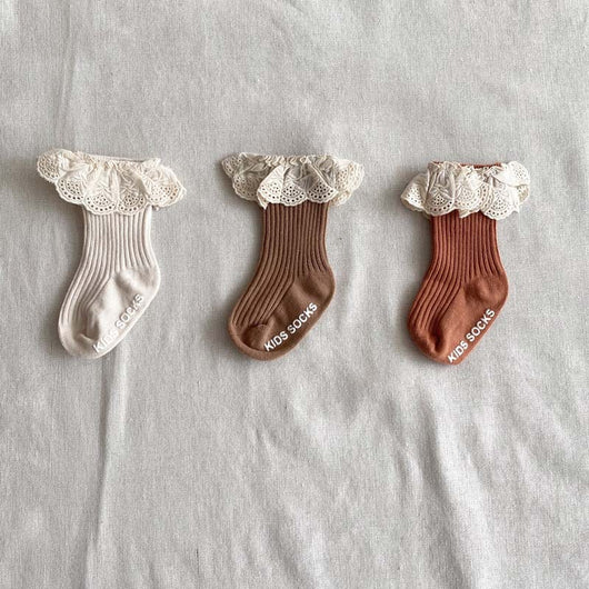 Calcetines Infantiles con Encaje Estilo Ins - Diseño Trendy