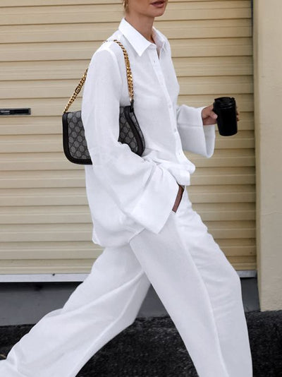 Conjunto Casual Elegante: Blusa Suelta con Cordones y Pantalón Ancho - Image 14