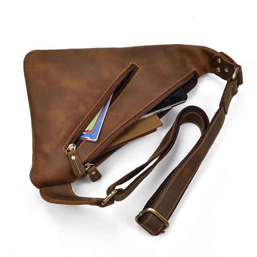 Bolsa Pecho Cuero Crazy Horse Retro Messenger para Hombre - Image 6