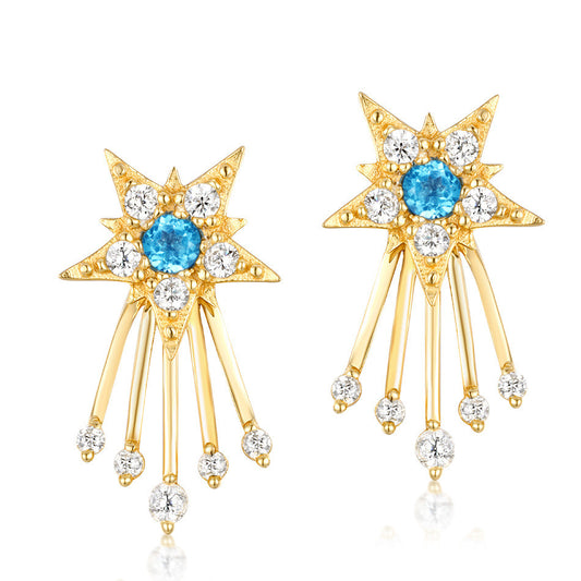 Aretes de Plata Esterlina Chapados en Oro con Diseño de Meteorito - Lujo Japonés y Coreano - Image 2