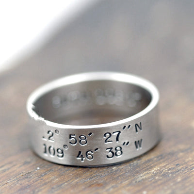 Anillo de Coordenadas en Plata 925 Hecho a Mano para Parejas - Image 3