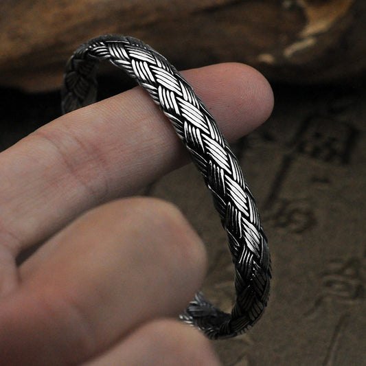 Pulsera de Plata Tejida a Mano con Diseño Vintage Retorcido - Image 2