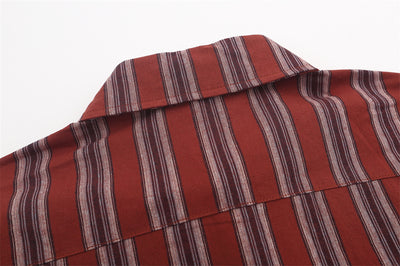 Camisa de Rayas Verticales Estilo Vintage Americano - Unisex Manga Larga - Image 15