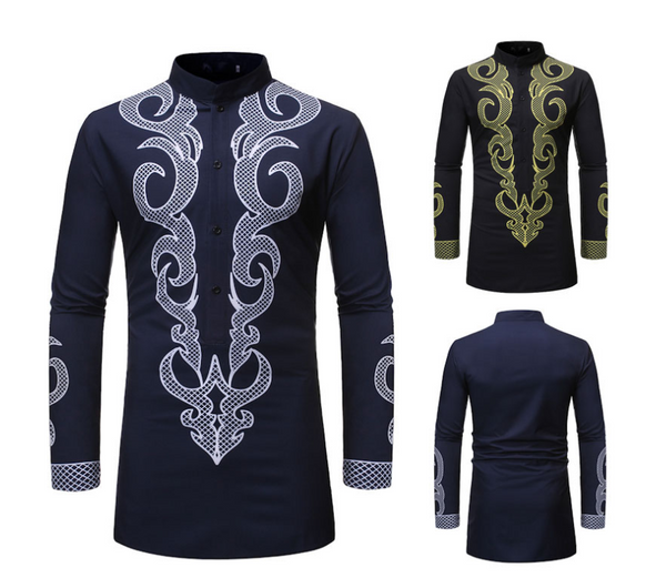 Camisa Dashiki Africana Estampada para Hombre - Estilo Hip Hop Casual