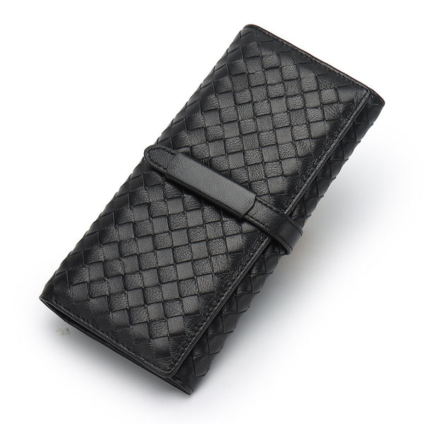 Billetera de Cuero Tejido Plegable Estilo Coreano - Image 7