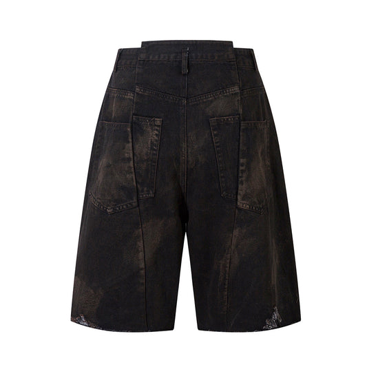 Shorts Denim Vintage Desgastado para Hombre con Efecto Spray - Image 2