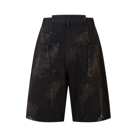 Shorts Denim Vintage Desgastado para Hombre con Efecto Spray - Image 2
