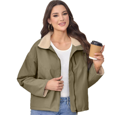 Abrigo Acolchado de Algodón con Cuello de Terciopelo para Mujer - Image 4