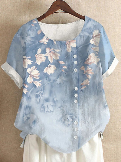 Camiseta Suelta de Manga Corta con Estampado Retro para Mujer - Image 3