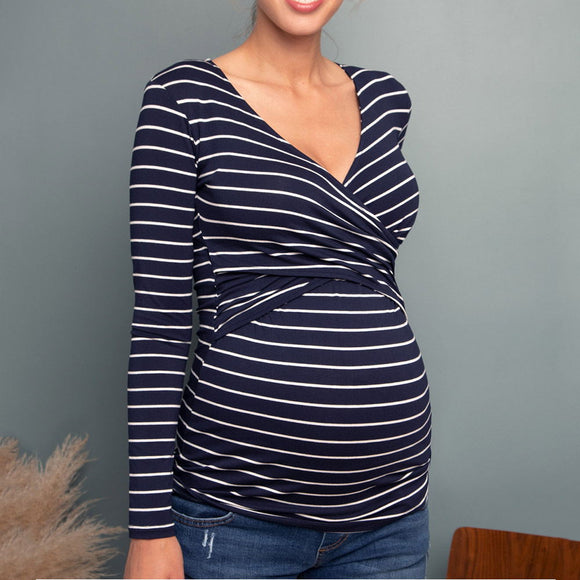 Blusa Escote Profundo con Estampado y Mangas Largas