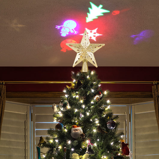 Estrella Luminosa LED para Árbol de Navidad con Proyector Láser de Copos de Nieve