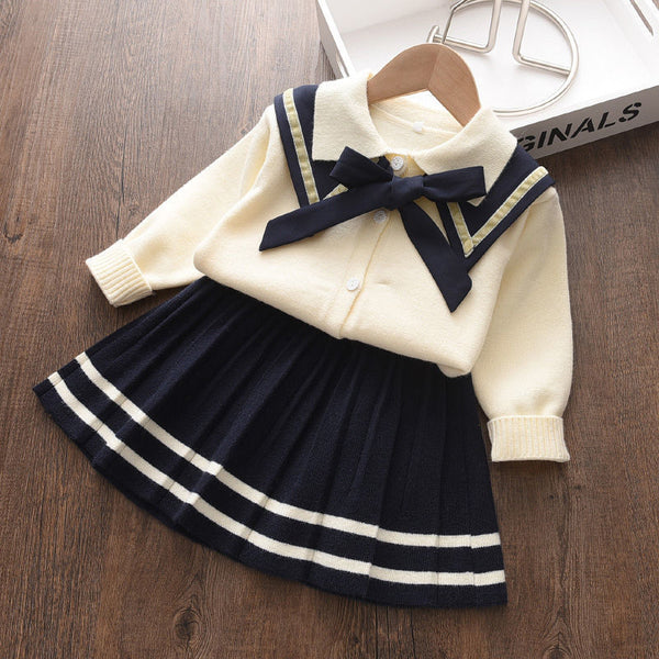 Conjunto Cardigan y Falda Tejida Estilo Occidental para Niña