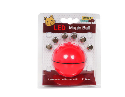 Blue LED Magic Ball pet toy for cats, packaged with batteries, measuring 6.4cm, on a white background. - Image 20