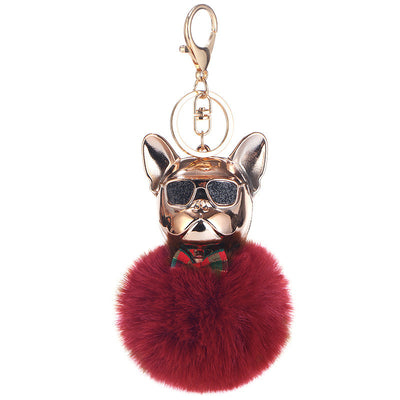 Llavero Perro Bulldog Francés con Pompón - Adorno para Auto y Bolso - Image 6