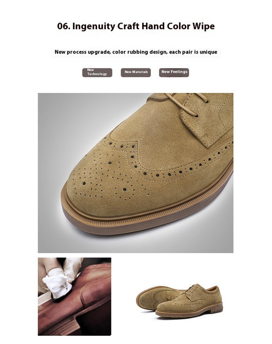 Zapatos de Cuero Ante Grabado Vintage Transpirables para Hombre - Image 12