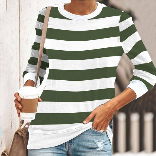 Camiseta Manga Larga Casual con Rayas - Cuello Redondo Impresión 3D - Image 5
