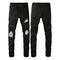 Jeans Slim Fit Rotos con Parches Plateados para Hombre