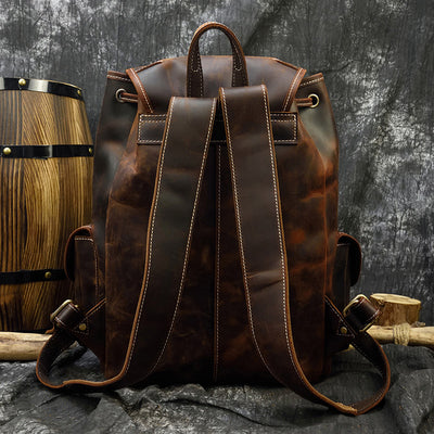 Mochila Casual de Cuero Genuino Estilo Retro para Hombre - Image 5
