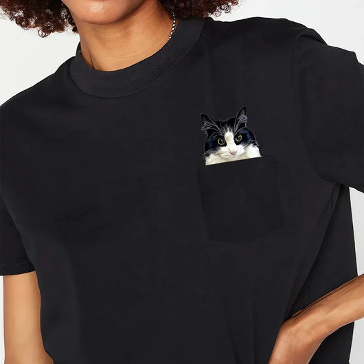 Playera Gráfica para Mujer con Diseño de Gato Descarado - Image 9