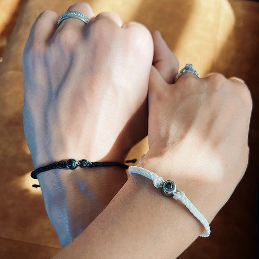 Pulsera de Proyección de Foto Personalizada Tejida a Mano - Joya Romántica para Parejas - Image 3