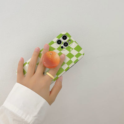 Funda Silicona para Teléfono Cuadrícula Naranja Verde Minimalista - Image 15
