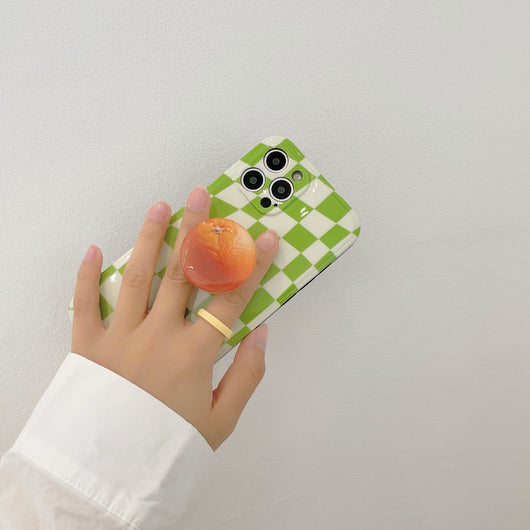 Funda Silicona para Teléfono Cuadrícula Naranja Verde Minimalista - Image 15