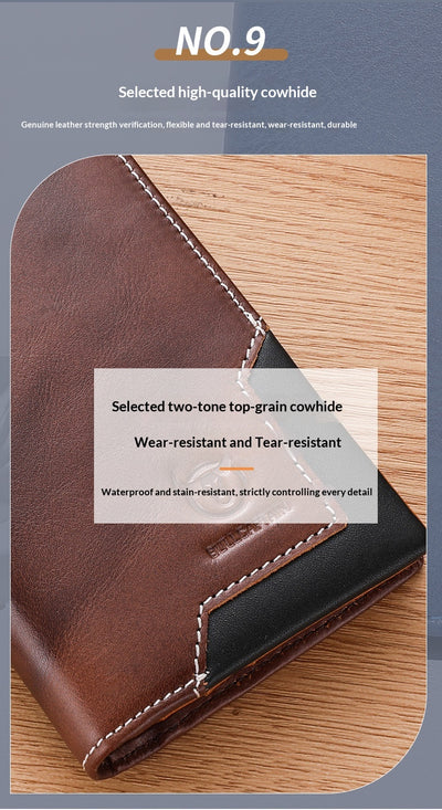 Billetera Bifold de Cuero Engrasado Premium para Hombre - Capacidad Grande - Image 10
