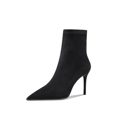 Botines de Tacón Alto en Cuero y Gamuza con Stretch - Image 14