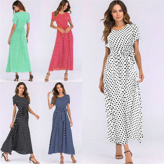 Vestido con Estampado de Lunares y Cintura Elástica - Image 2
