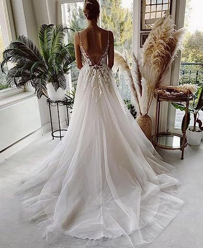 Vestido de Novia Elegante con Encaje y Espalda Descubierta - Image 13