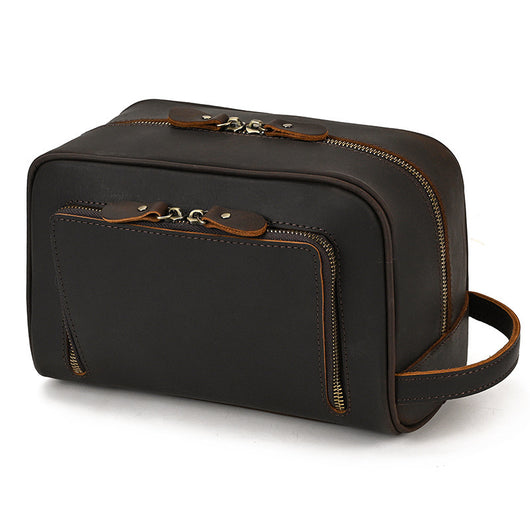 Bolsa de Almacenamiento en Cuero Genuino de Gran Capacidad Estilo Vintage