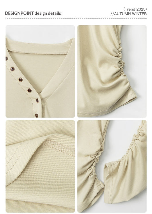 Blusa Elegante de Manga Larga con Cuello en V y Cintura Ajustada - Image 21