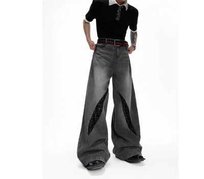 Pantalones Vaqueros Rectos Casual con Detalles Desgastados y Lentejuelas para Hombre - Image 10