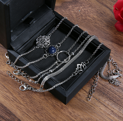 Juego de 6 Pulseras de Piedra con Hojas de Loto - Diseño Trendy Europa y Estados Unidos - Image 8
