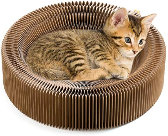 Cama Rascador Plegable para Gatos - Lecho Corrugado Redondo para Gatos Grandes