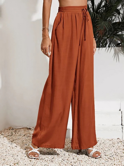 Pantalones Anchos de Talle Alto con Cintura Elástica Ajustable - Image 33
