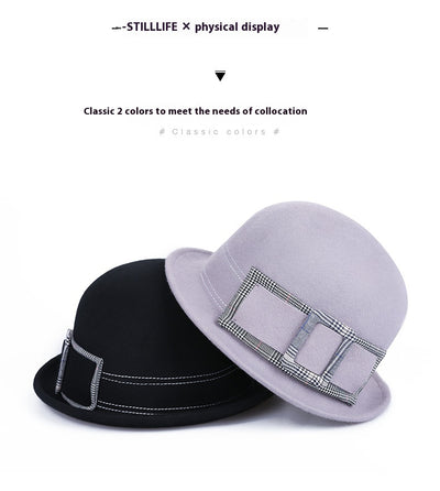 Sombrero de Fieltro de Lana para Mujer - Elegante Modelo Redondo - Image 11